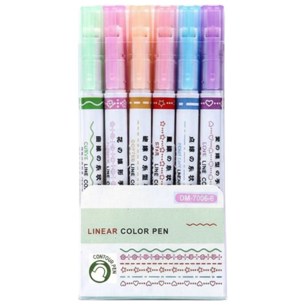 6-Piece Creative Curve Roller Pen Set - Roller Printing Contour Pens
