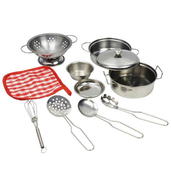10 Piece/Set Mini Kitchen Pretend Cooking Toy Cookware Playset Set for Kids