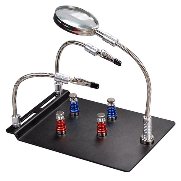 Magnetic Circuit Board Holder Helping Hands Soldering Third Hand Magnifier