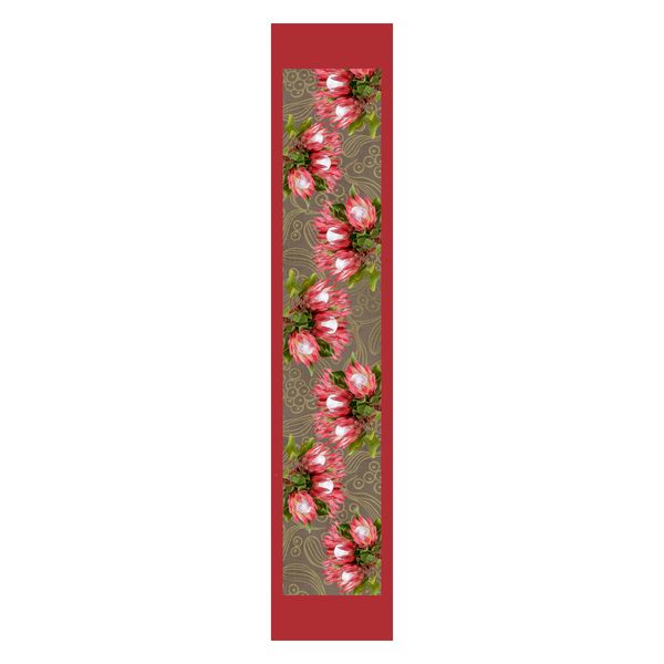 Protea on Brown Table Runner