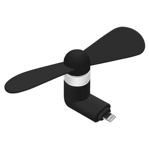 Portable Mini Fan For Mobile Phone With Lightning Interface - Black