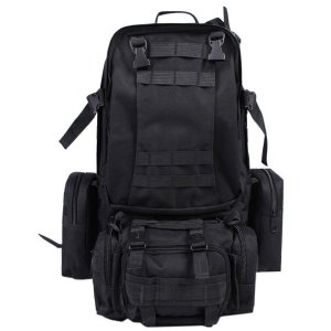 Tactical Backpack with 3 Molle Bags - Black (55l)