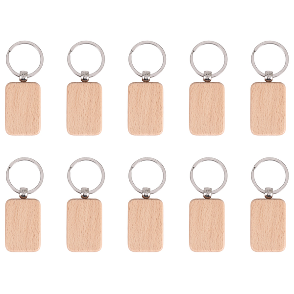 10 Pack Blank Wooden Key Chain With Keyrings For EDC Tags DIY Key