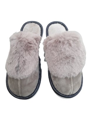Warm Comfortable Room Fluffy Slippers - Black