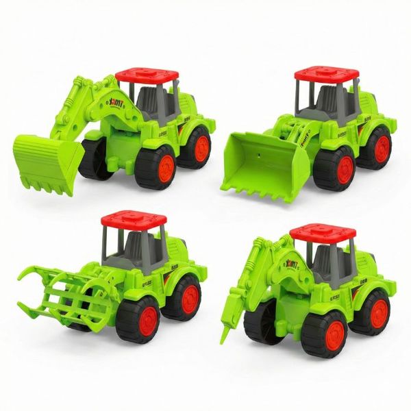 Junior Farm Fleet: 4-Piece Inertia Farming &amp; Engineering Toy Truck Set