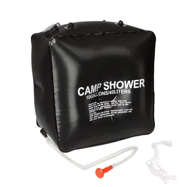 10 Gallons/ 40L Portable Solar Camping Shower Bag with Removable Hose