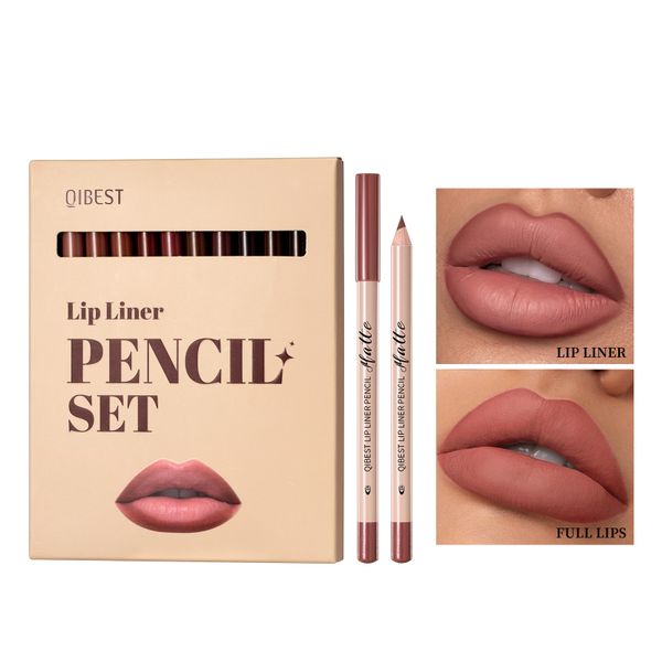 12 Colors Matte Lip Liner Pencil Set, Long Lasting Waterproof Lip Liner
