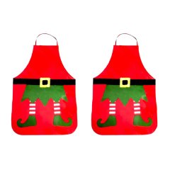 2 Pcs Kitchen Christmas Elf Design Apron