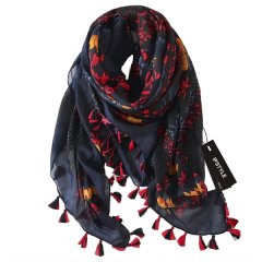 IPSTYLE Women Fashion Floral Tassel Viscose Shawl Scarf Print Voile Wrap