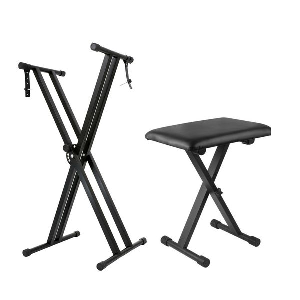 Keyboard Stand Piano Bench Set,Heavy Duty Dual X Keyboard Stand Piano Stand