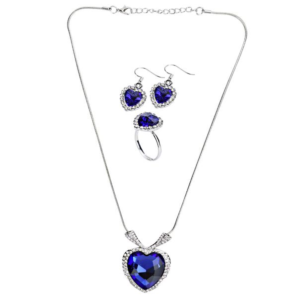 Lady Jewelry Set - Crystal Necklace, Earrings &amp; Ring