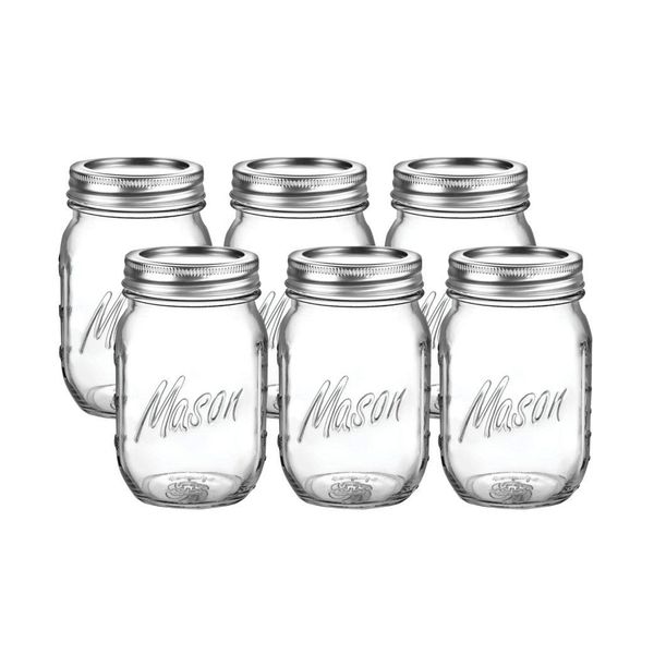 Glass Mason Preserve Jars 475ml 6 piece