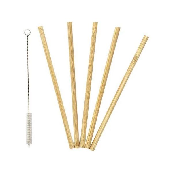 Bamboo Straws with Cleaner : 6 Piece