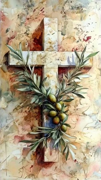 Diamond Painting DIY Kit - Olive branch cross - 40x50cm