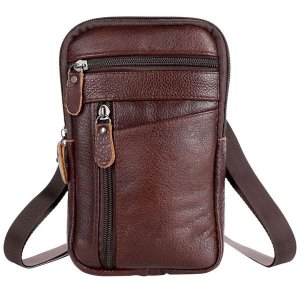 Men Casual Leather Shoulder Messenger Small Bag Flap Over Purse Father Gift