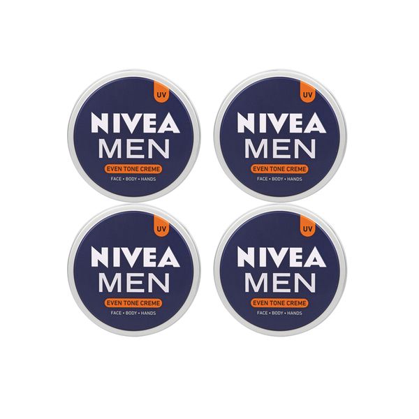 NIVEA MEN Even Tone Face Creme Tin with Liquorice Extract, 4x75ml
