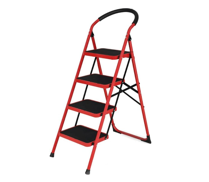 Foldable Steel Step Ladder - 4-Step Heavy-Duty, Non-Slip Safety Design