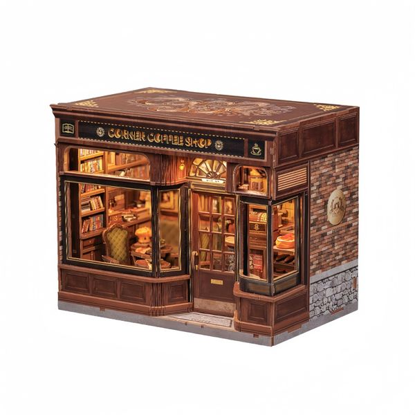 New Corner Coffee Shop DIY Miniature House Handcrafted Building Gift Toy