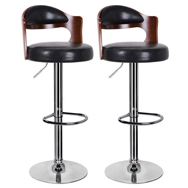 Bar Stools / Kitchen / Cafe Swivel Chairs –Set of 2- Black / Brown Colours