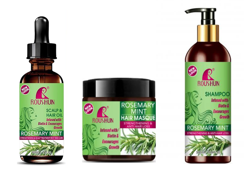 Roushoun Rosemary Shampoo, Masque &amp; Oil Hair Treatment Set