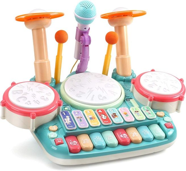 Kids Microphone Piano Keyboard Xylophone Drum Toys Set 5 in 1
