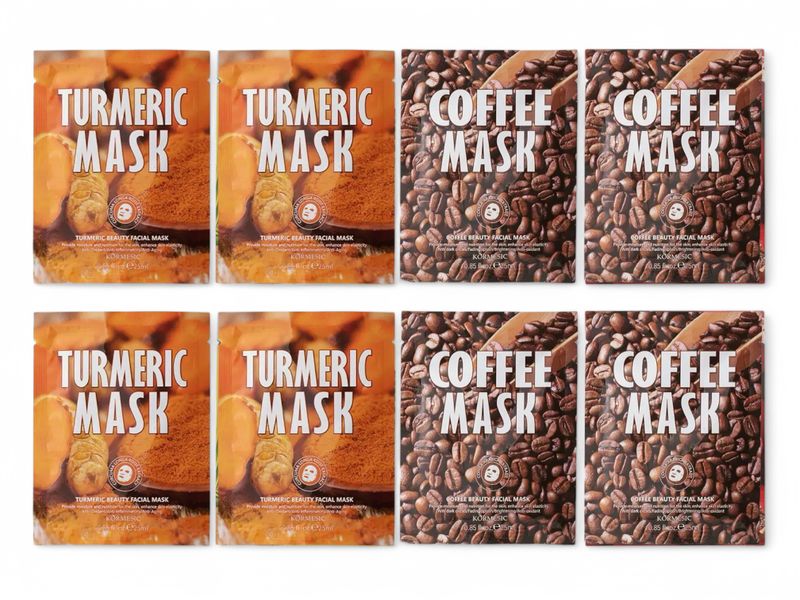 Kormesic Turmeric Coffee Facial Sheet Masks Brightening and Moisturizing