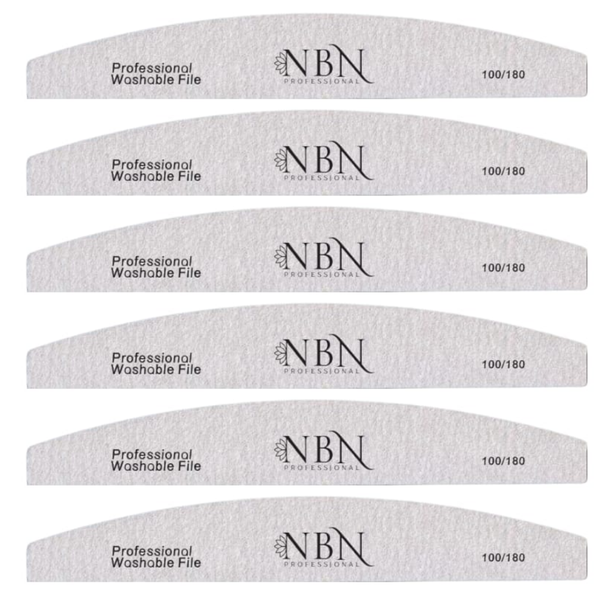 NBN Professional Halfmoon Nail File 100/180 - 6 Piece