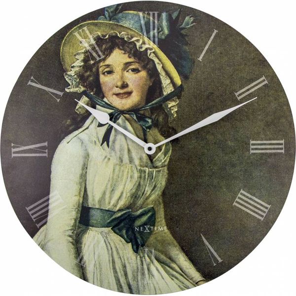 NeXtime 50cm Portrait of Mrs Serizy Wood Round Wall Clock
