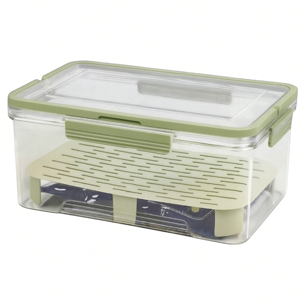 1 Pack- Airtight Food Storage Container With Removable Drain Tray