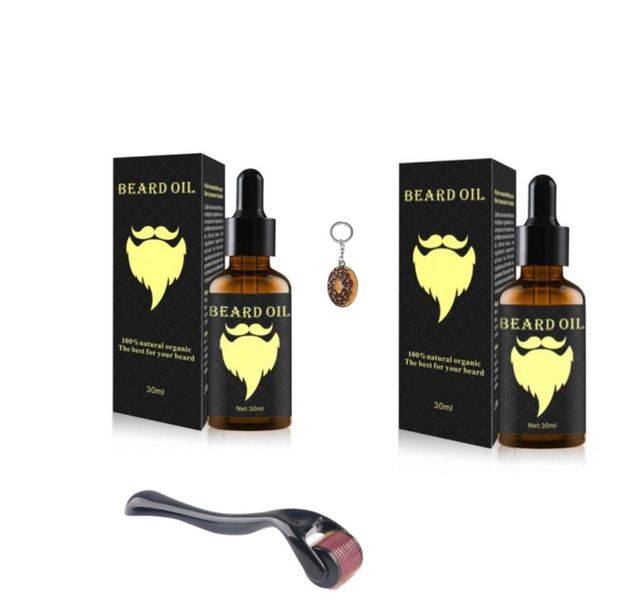 Beard &amp; Moustache Oil (30 ml) X 2, Derma Roller &amp; Keyring