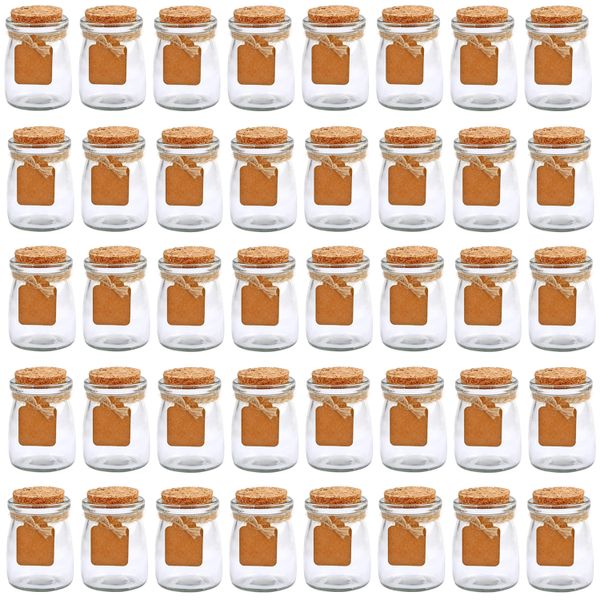 40 Pack Glass Favor Jars &amp; Cork Lids Mini Mason Jars for Yogurt Party Gift