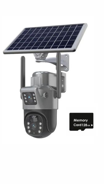Dual Lens Wifi Solar Camera With 128GB SD Card
