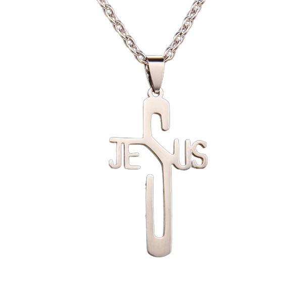 ZELTRYN Stainless Steel Cross Letter Bible Men's Necklace