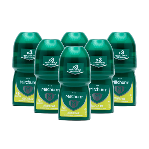 Mitchum Advanced Invisible Men Roll On Mountain Air 50ml x 6 Pack