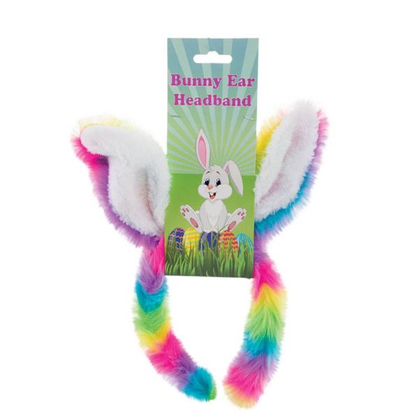 Bulk Pack X 2 Bunny Ear Headband - Bright Rainbow