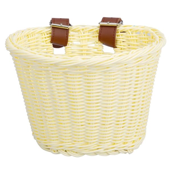 Decor Removable Rattan Front Bicycle Storage Basket With Straps White- 21cm