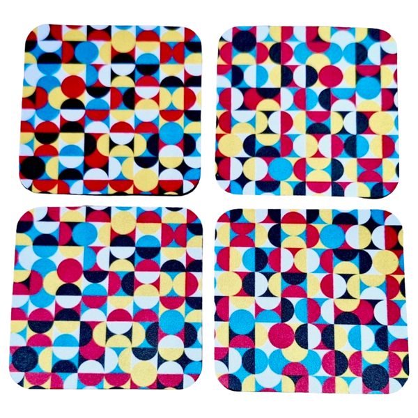 Coasters with Rubber Backing - Bright Colourful Abstract
