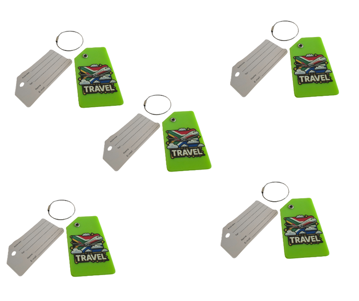 5 Pack South Africa Green Luggage Travel Tag Name Card Suitcase Identifier
