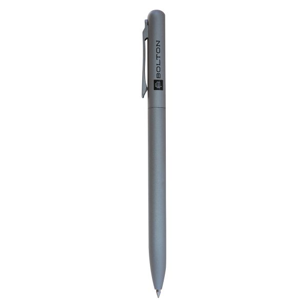 Bolton Silver Twist Pen With Screen-Printed Logo -Black Ink