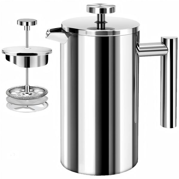 Stainless Steel French Press Teapots and Coffee Servers-800ml