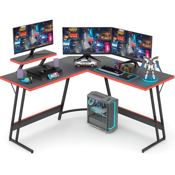 Gaming Desk Carbon Fiber Workstation Computer Office Desk Corner Stand