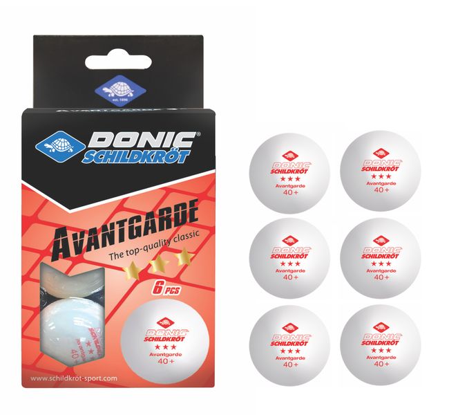Donic-Schildkröt Table Tennis Balls Avantgarde 3-Star White - 6 Pieces