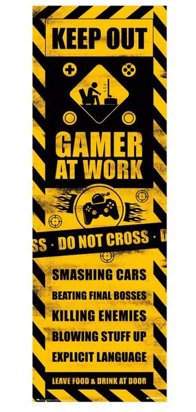 Gaming Caution - Door Poster (53cm x 158cm)