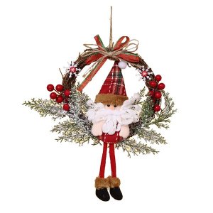 Artificial Christmas Wreath for Front Door Wall, Snowman(Small)