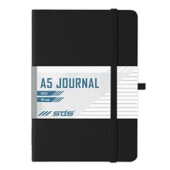 SDS A5 192 Page Lined Journal Hard Cover with Elastic Closure - Black