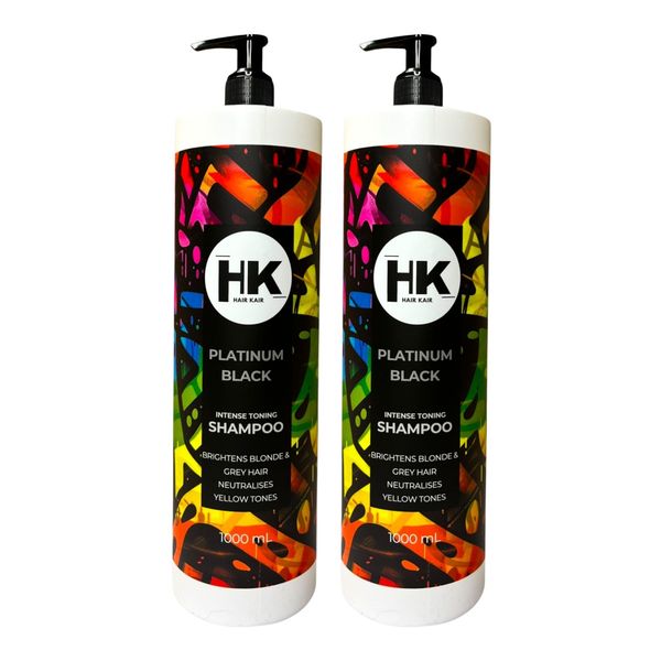 HK Platinum Black Shampoo 1L (4 Pack) - Intense Toning, Neutralises Yellow