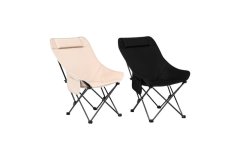 x2-Piece Khaki &amp; Black Camping Chair Set (47 × 47 × 90 cm).