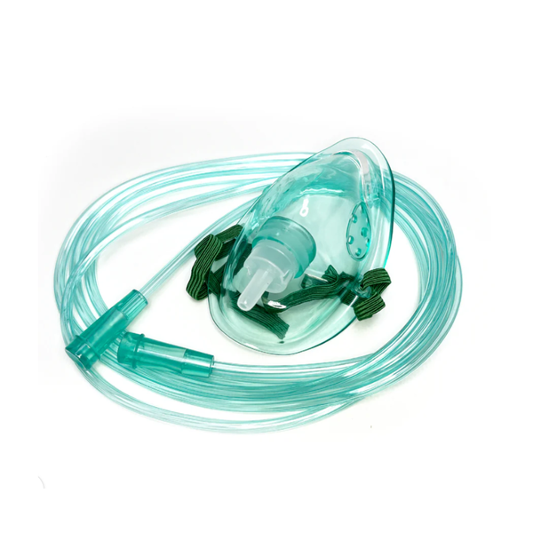 Adult Oxygen Mask with 2m Tubing - Without Reservoir Bag (Pack of 10)