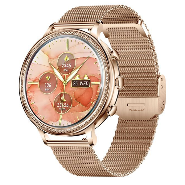 Golden Perfect Women's Smartwatch with 2 Straps-Fitness Tracker,Heart Rate