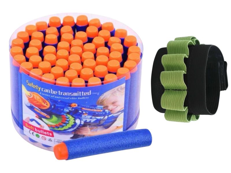 Bullet Refill Foam Darts 7.2 cm - Pack of 60 with WristBand &amp; Goggles
